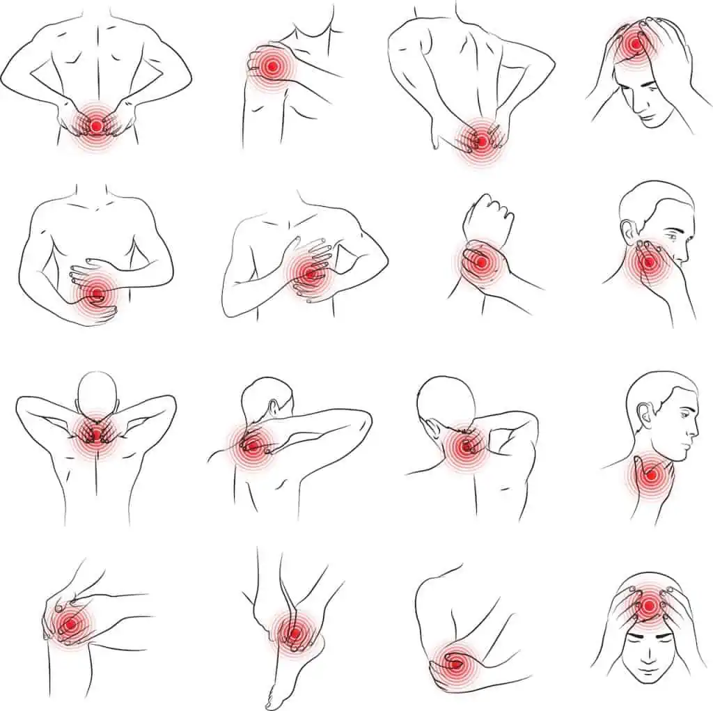 Eine Reihe verschiedener Rückenschmerzen, die ein Mann erlebte, der in Hamburg eine osteopathische Behandlung suchte.